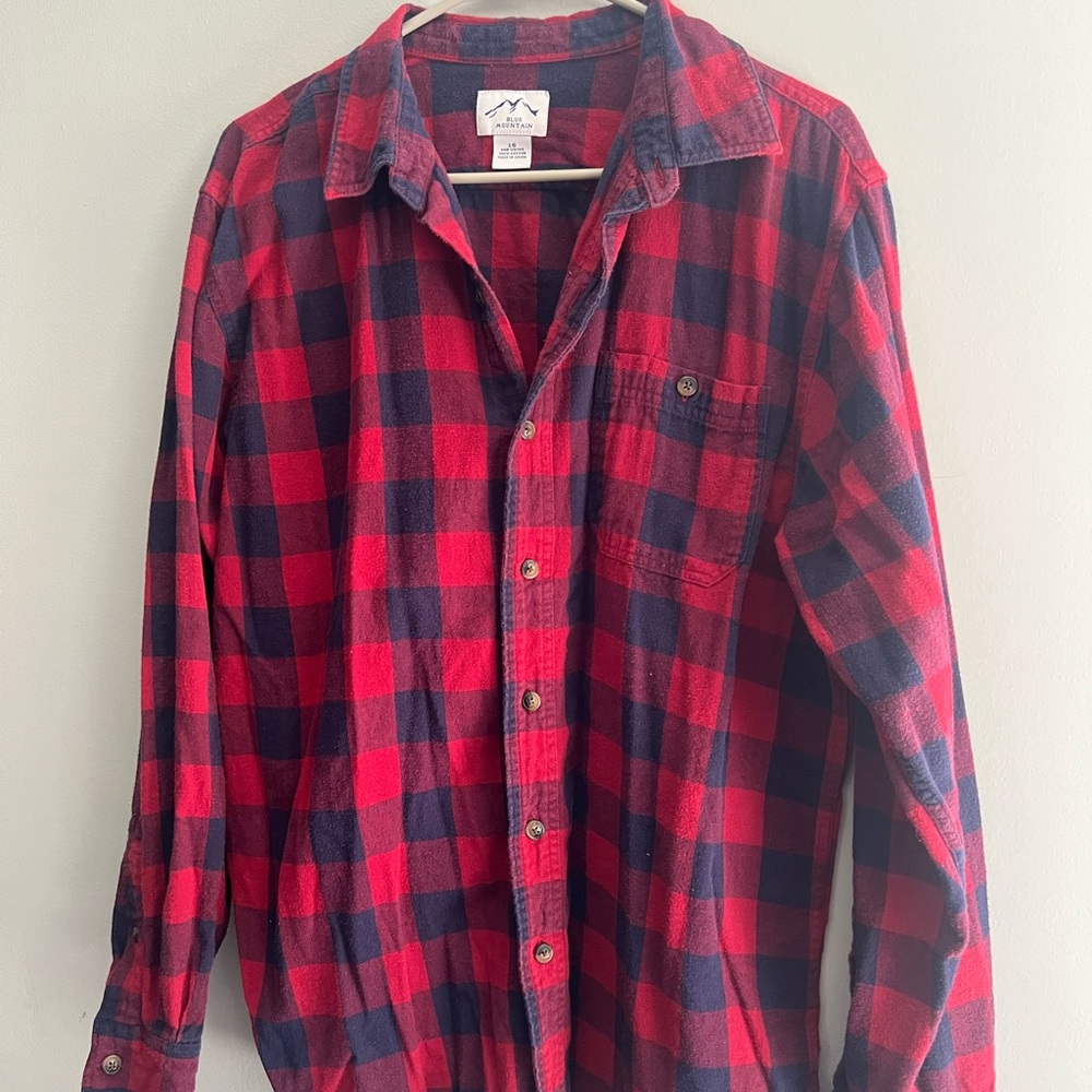 Men's Red and Black Plaid Shirt